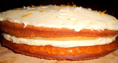 Delicious homemade orange buttercream and marmalade sponge cake!